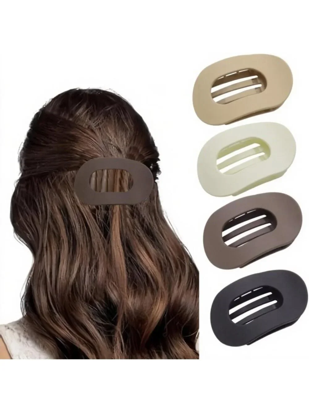 4 Pcs Matte Claw Hair Clips for Women - Stylish Flat Clips for Thick & Thin Hair